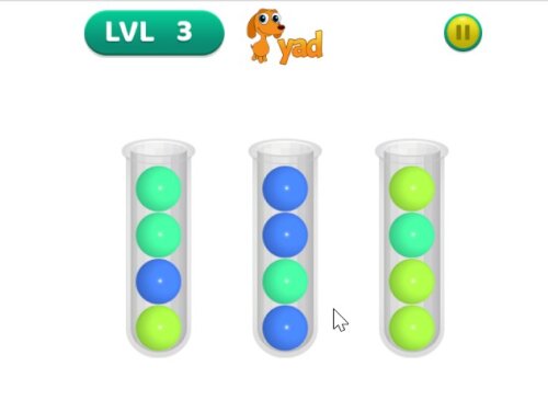 Шары в колбах: Сортировка цветных шариков онлайн